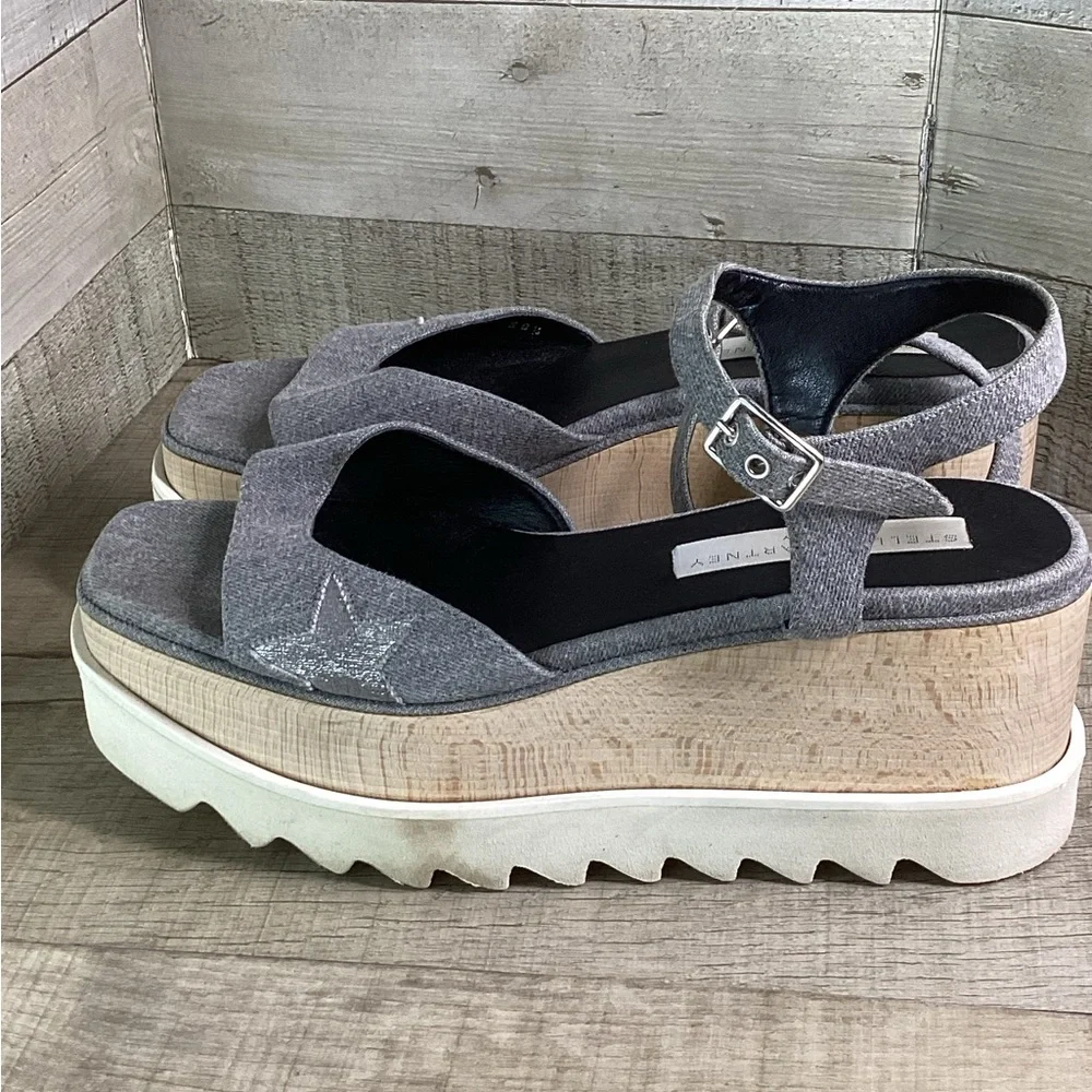 Stella McCartney Grey Platform Sandals with Star Detail